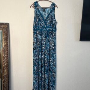 INC International Concepts Blue Paisley Maxi Dress